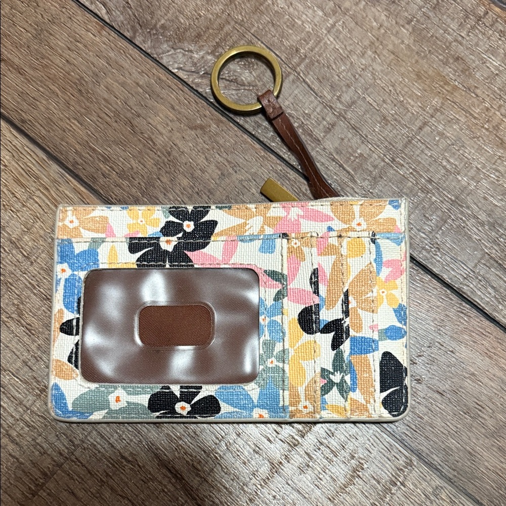 Fossil Floral Canvas Card Holder with Key Ring